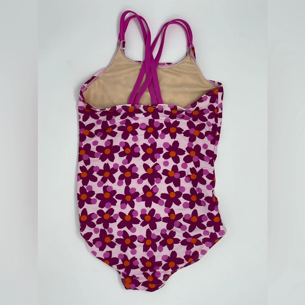 TEA COLLECTION: Swimsuit. Bright Pink Floral.One-Piece, Size 6 or Size 7